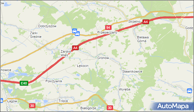 mapa Gronów gmina Zgorzelec, Gronów gmina Zgorzelec na mapie Targeo