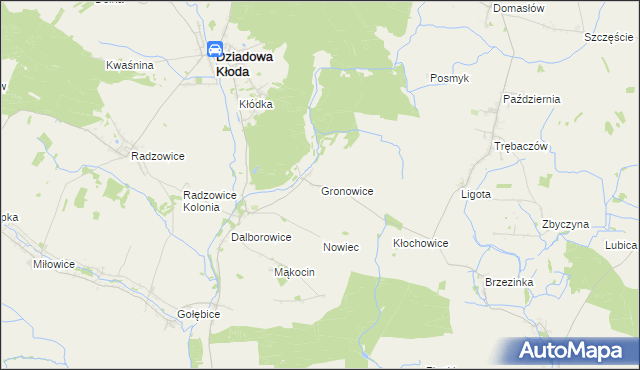 mapa Gronowice gmina Dziadowa Kłoda, Gronowice gmina Dziadowa Kłoda na mapie Targeo