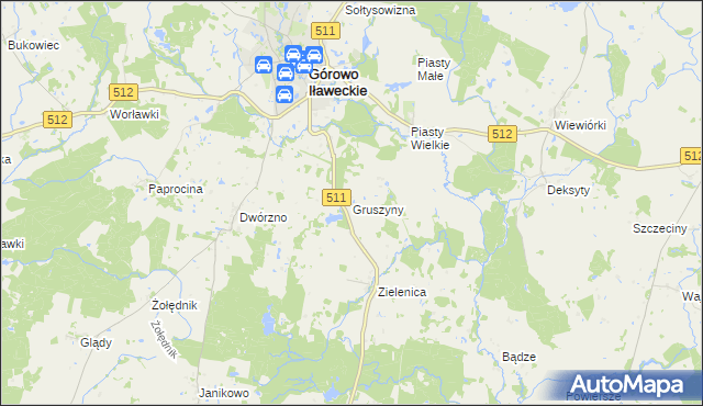 mapa Gruszyny, Gruszyny na mapie Targeo