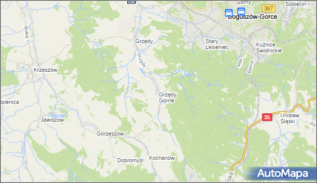 mapa Grzędy Górne, Grzędy Górne na mapie Targeo