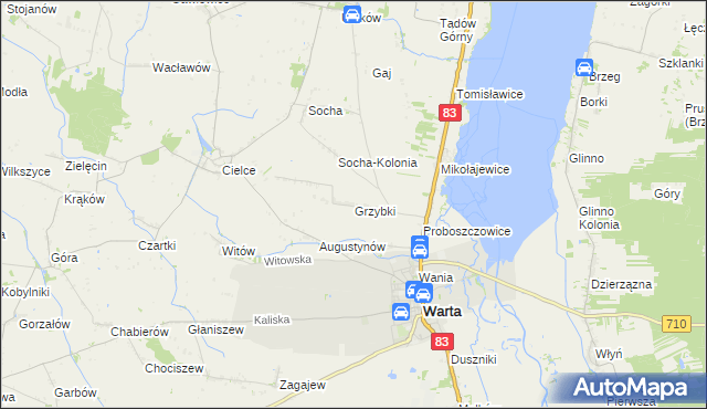 mapa Grzybki, Grzybki na mapie Targeo