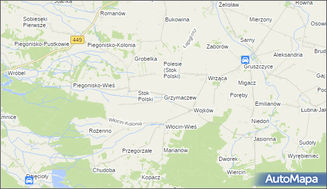 mapa Grzymaczew, Grzymaczew na mapie Targeo