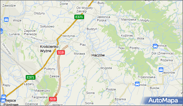 mapa Haczów, Haczów na mapie Targeo