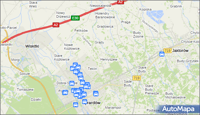 mapa Henryszew, Henryszew na mapie Targeo