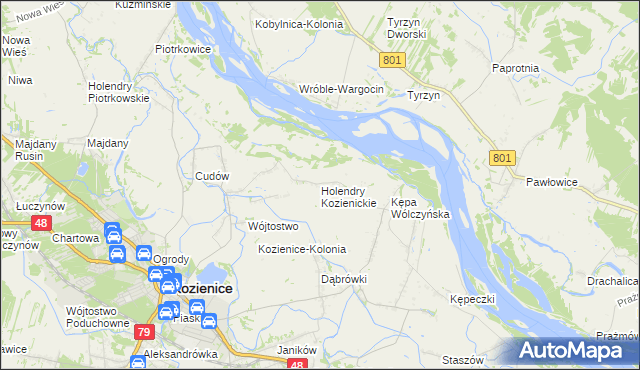 mapa Holendry Kozienickie, Holendry Kozienickie na mapie Targeo