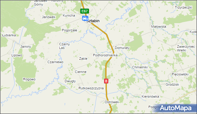 mapa Horodnianka gmina Suchowola, Horodnianka gmina Suchowola na mapie Targeo