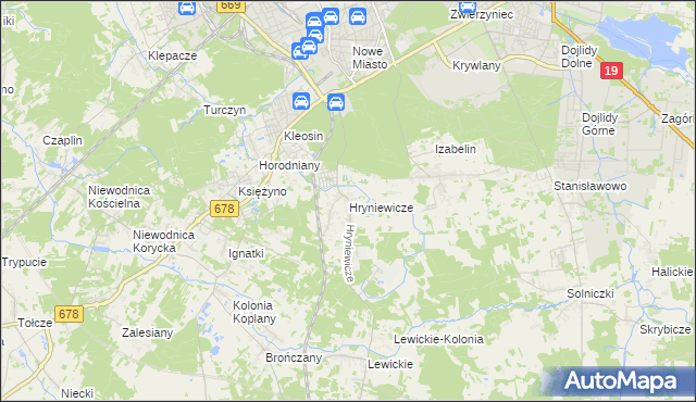 mapa Hryniewicze, Hryniewicze na mapie Targeo