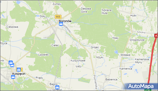 mapa Hucisko gmina Boronów, Hucisko gmina Boronów na mapie Targeo