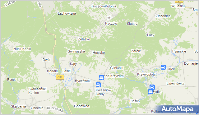 mapa Hucisko Kwaśniowskie, Hucisko Kwaśniowskie na mapie Targeo