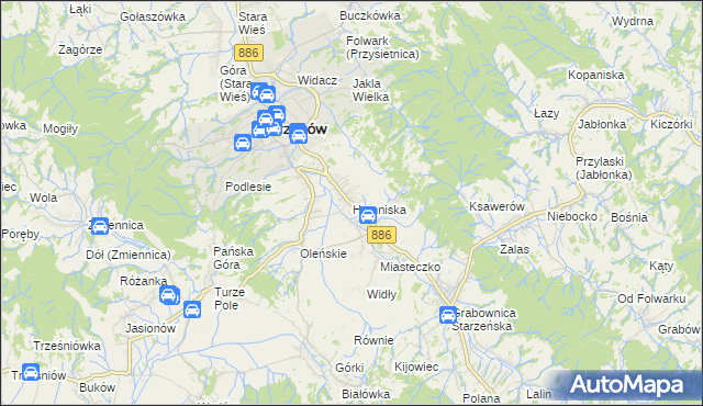 mapa Humniska, Humniska na mapie Targeo