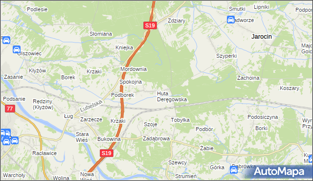 mapa Huta Deręgowska, Huta Deręgowska na mapie Targeo