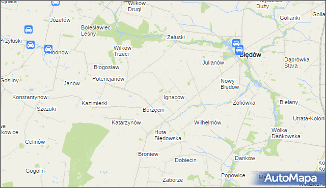 mapa Ignaców gmina Błędów, Ignaców gmina Błędów na mapie Targeo