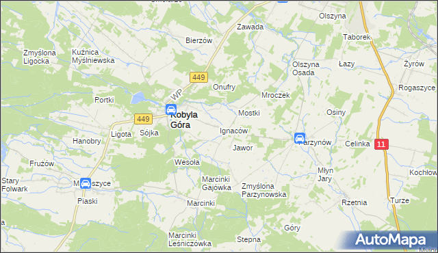 mapa Ignaców gmina Kobyla Góra, Ignaców gmina Kobyla Góra na mapie Targeo