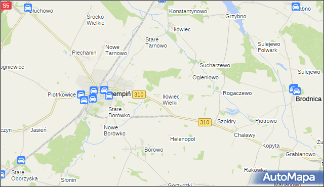 mapa Iłówiec Wielki, Iłówiec Wielki na mapie Targeo