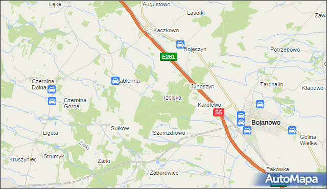 mapa Izbiska gmina Rydzyna, Izbiska gmina Rydzyna na mapie Targeo