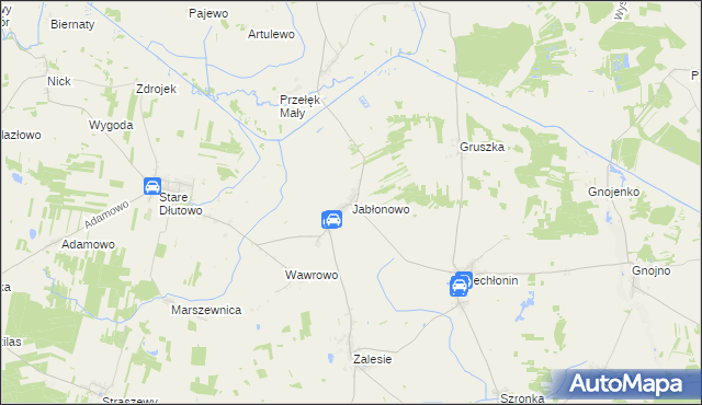 mapa Jabłonowo gmina Płośnica, Jabłonowo gmina Płośnica na mapie Targeo