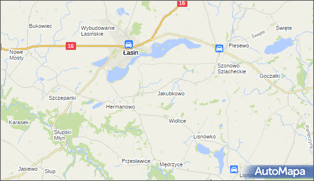 mapa Jakubkowo gmina Łasin, Jakubkowo gmina Łasin na mapie Targeo