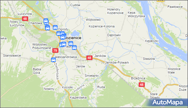 mapa Janików gmina Kozienice, Janików gmina Kozienice na mapie Targeo