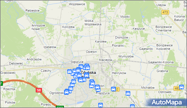 mapa Janiszewice, Janiszewice na mapie Targeo