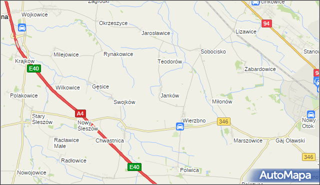mapa Janków gmina Domaniów, Janków gmina Domaniów na mapie Targeo