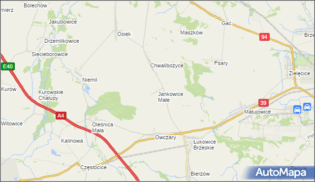 mapa Jankowice Małe, Jankowice Małe na mapie Targeo
