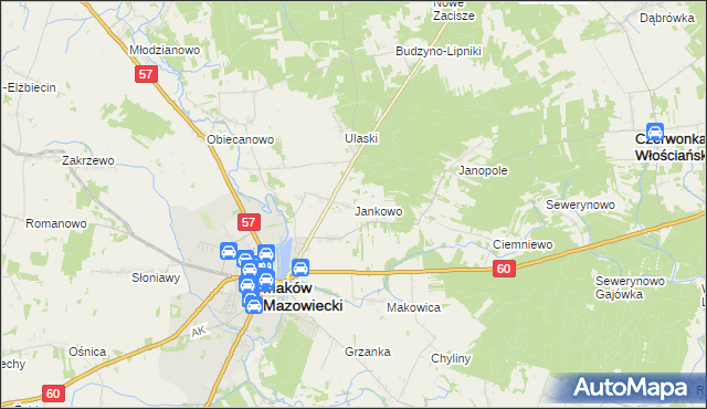 mapa Jankowo gmina Czerwonka, Jankowo gmina Czerwonka na mapie Targeo