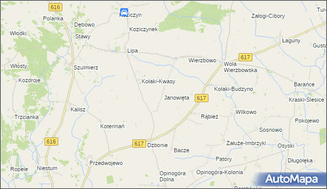 mapa Janowięta, Janowięta na mapie Targeo