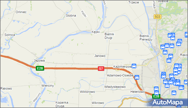 mapa Janowo gmina Elbląg, Janowo gmina Elbląg na mapie Targeo