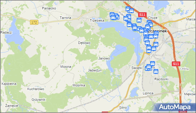 mapa Janowo gmina Szczecinek, Janowo gmina Szczecinek na mapie Targeo