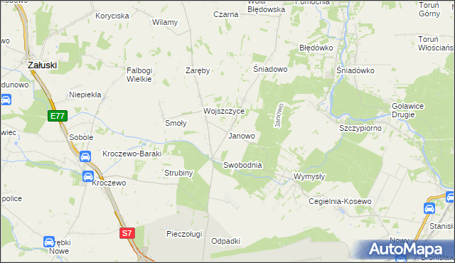 mapa Janowo gmina Zakroczym, Janowo gmina Zakroczym na mapie Targeo