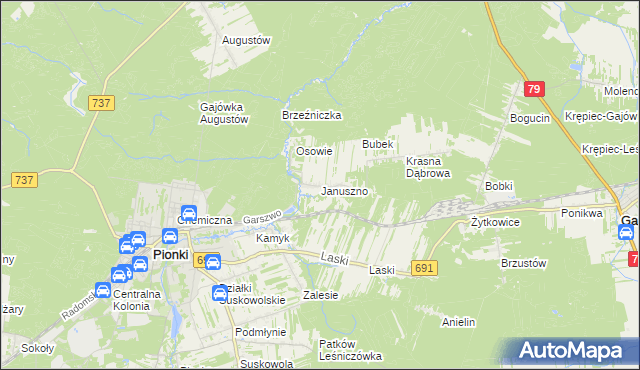 mapa Januszno, Januszno na mapie Targeo