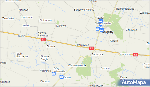 mapa Jarantowice gmina Osięciny, Jarantowice gmina Osięciny na mapie Targeo