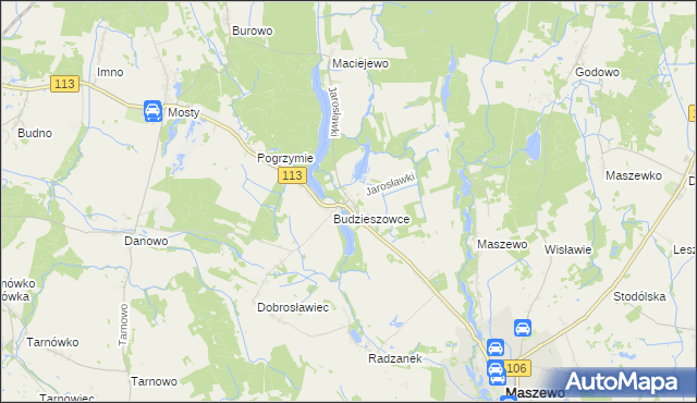 mapa Jarosławki gmina Maszewo, Jarosławki gmina Maszewo na mapie Targeo