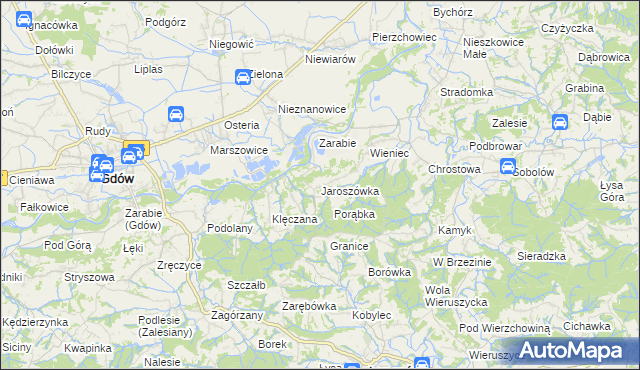 mapa Jaroszówka gmina Gdów, Jaroszówka gmina Gdów na mapie Targeo