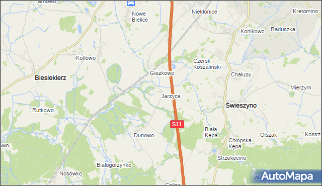 mapa Jarzyce, Jarzyce na mapie Targeo