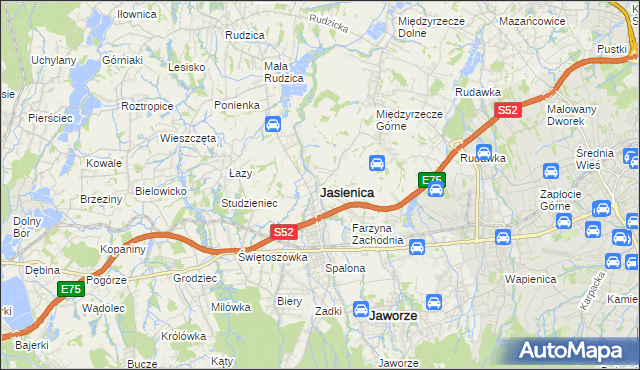 mapa Jasienica powiat bielski, Jasienica powiat bielski na mapie Targeo