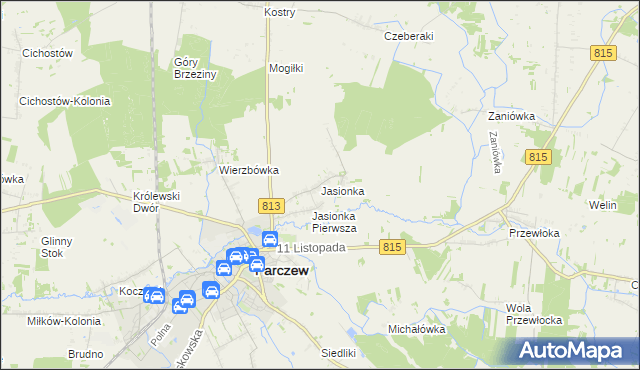 mapa Jasionka gmina Parczew, Jasionka gmina Parczew na mapie Targeo