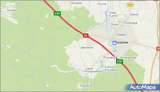 mapa Jaśkowice gmina Prószków, Jaśkowice gmina Prószków na mapie Targeo