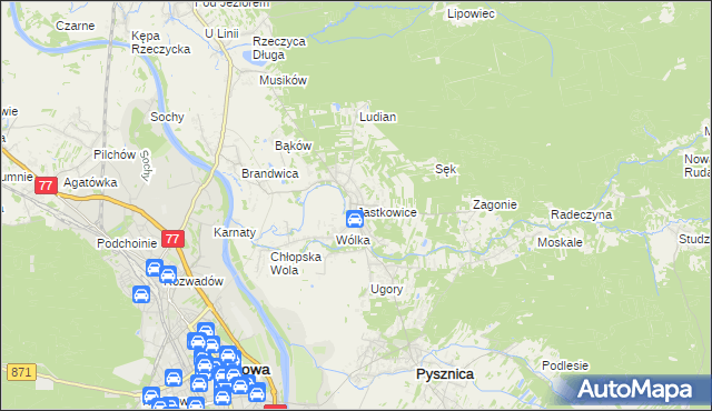 mapa Jastkowice, Jastkowice na mapie Targeo