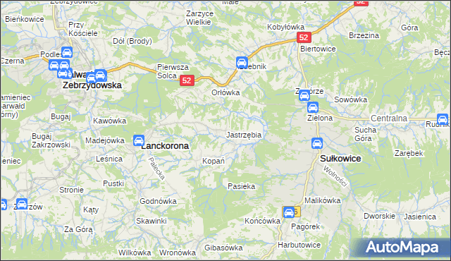 mapa Jastrzębia gmina Lanckorona, Jastrzębia gmina Lanckorona na mapie Targeo