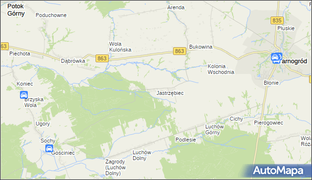 mapa Jastrzębiec gmina Kuryłówka, Jastrzębiec gmina Kuryłówka na mapie Targeo