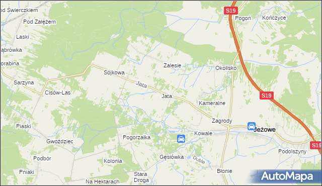 mapa Jata gmina Jeżowe, Jata gmina Jeżowe na mapie Targeo