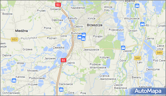 mapa Jawiszowice, Jawiszowice na mapie Targeo