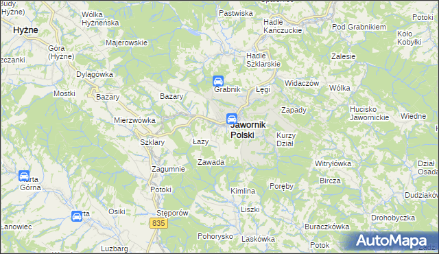 mapa Jawornik-Przedmieście, Jawornik-Przedmieście na mapie Targeo