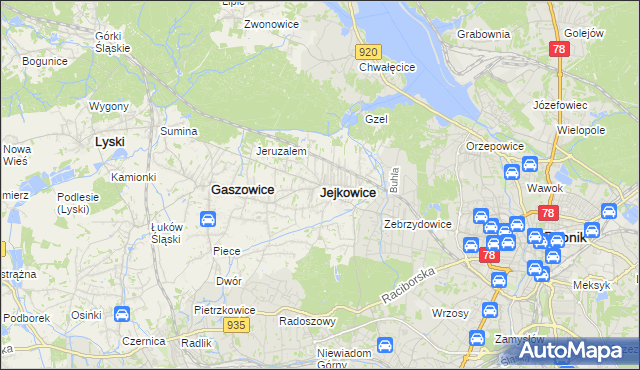 mapa Jejkowice, Jejkowice na mapie Targeo