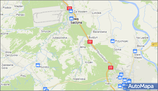 mapa Jelna gmina Nowa Sarzyna, Jelna gmina Nowa Sarzyna na mapie Targeo