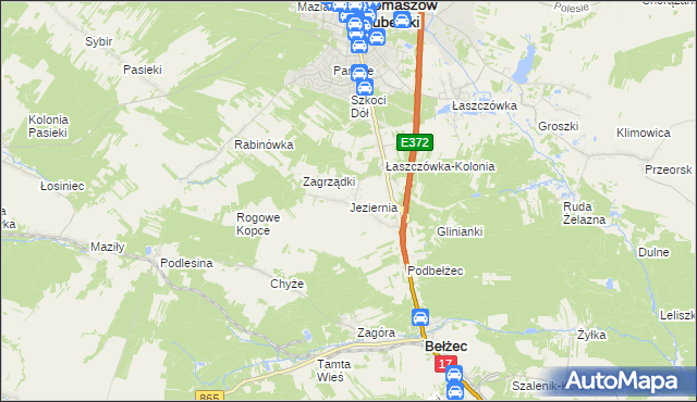 mapa Jeziernia, Jeziernia na mapie Targeo