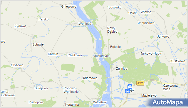 mapa Jezierzyce gmina Śmigiel, Jezierzyce gmina Śmigiel na mapie Targeo