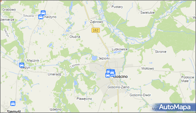 mapa Jeziorki gmina Gościno, Jeziorki gmina Gościno na mapie Targeo