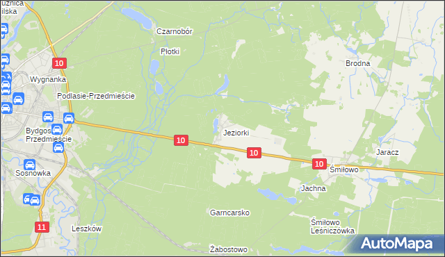 mapa Jeziorki gmina Kaczory, Jeziorki gmina Kaczory na mapie Targeo